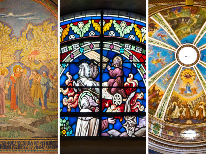 Collage of Christian art throughout Israel. Photos from Shutterstock.com