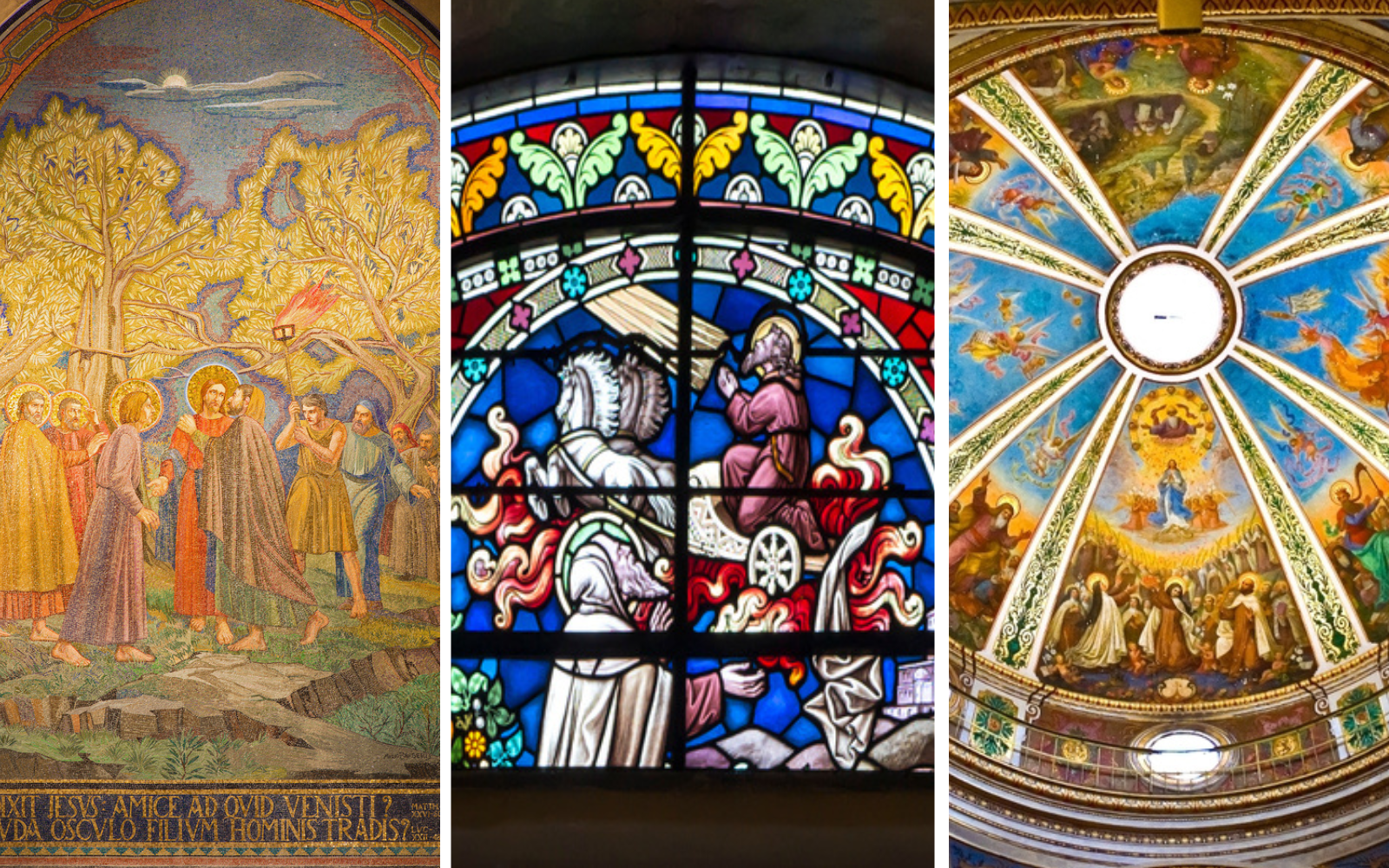 Collage of Christian art throughout Israel. Photos from Shutterstock.com