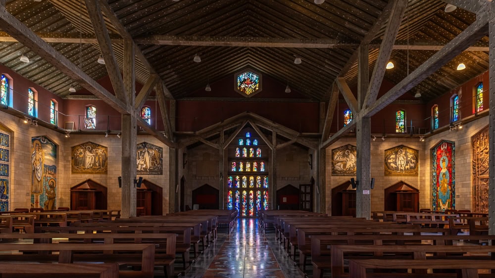 Stained glass installations in the Basilica of the Annunciation. Photo by Barbarajo/Shutterstock