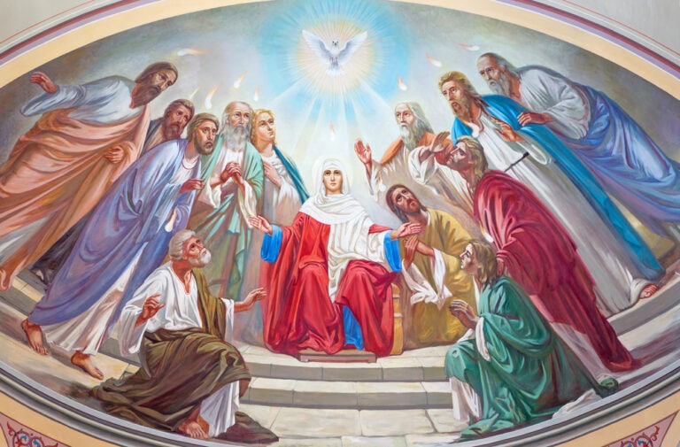 Fresco of the Pentecost scene. Photo by Renata Sedmakova/Shutterstock