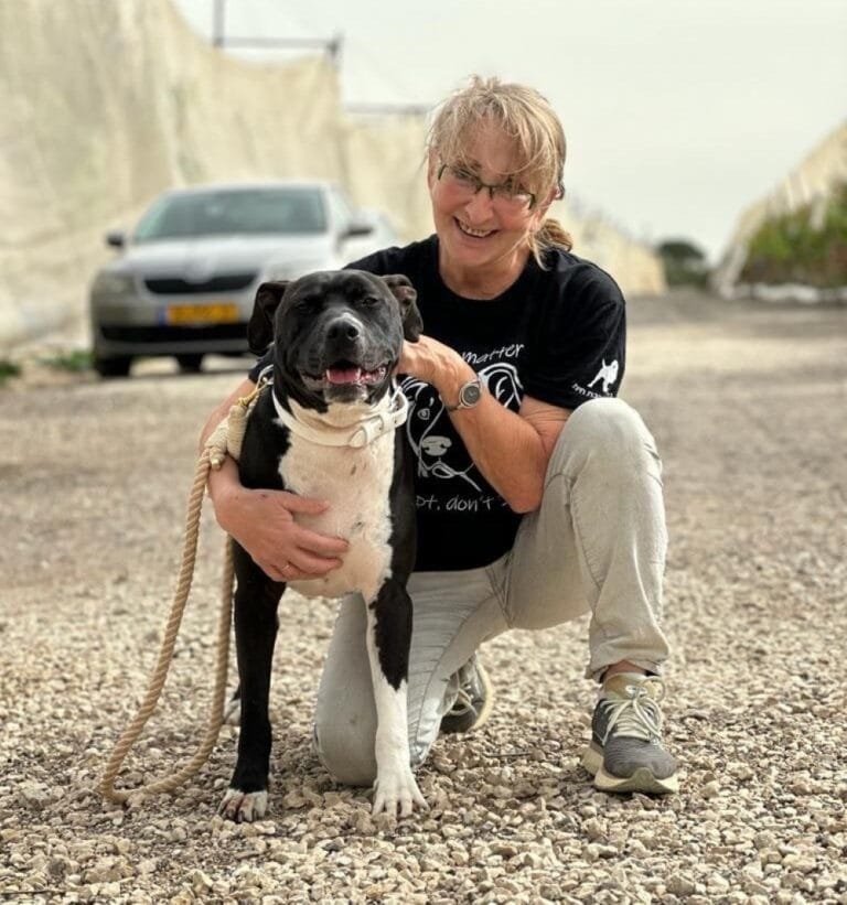 Gilboa Loves Animals founder Anna Mostkov with a rescued dog. Photo courtesy of Anna Mostkov