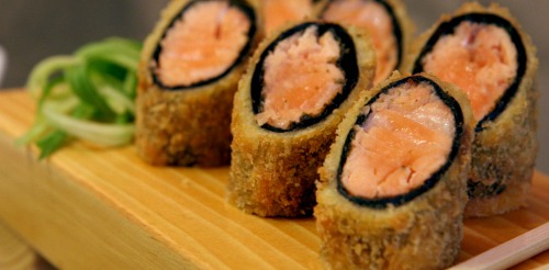 Salmon oil in sushi