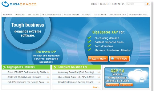 Gigaspaces homepage